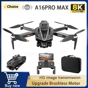 New A16 Pro Max 8K Drone With Triple Camera System GPS Auto Return Obstacle Avoidance Foldable Quadcopter For Adults Beginners