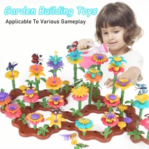 Flower Garden Building Toys Set Educational Activity Preschool Toddler Creativity Stacking Block Games For Children Gifts Idea